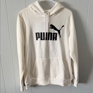 Puma Cream Hoodie with Black Logo Print
